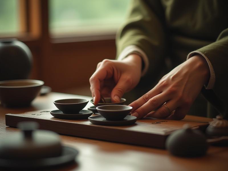 茶道を準備する手元、日本の伝統と美意識